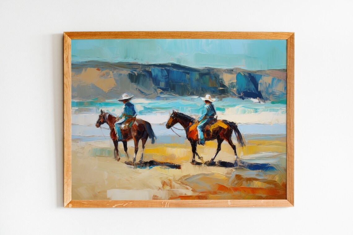 Antique Cowboy Equestrian Art Print, Rustic Ranch Style - Image 2