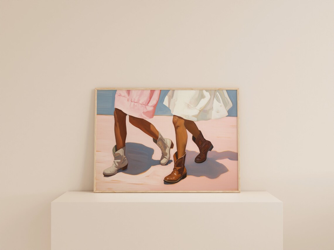 Cowgirl Boot Painting Pink Print, Coastal Cowgirl Art Print - Image 2