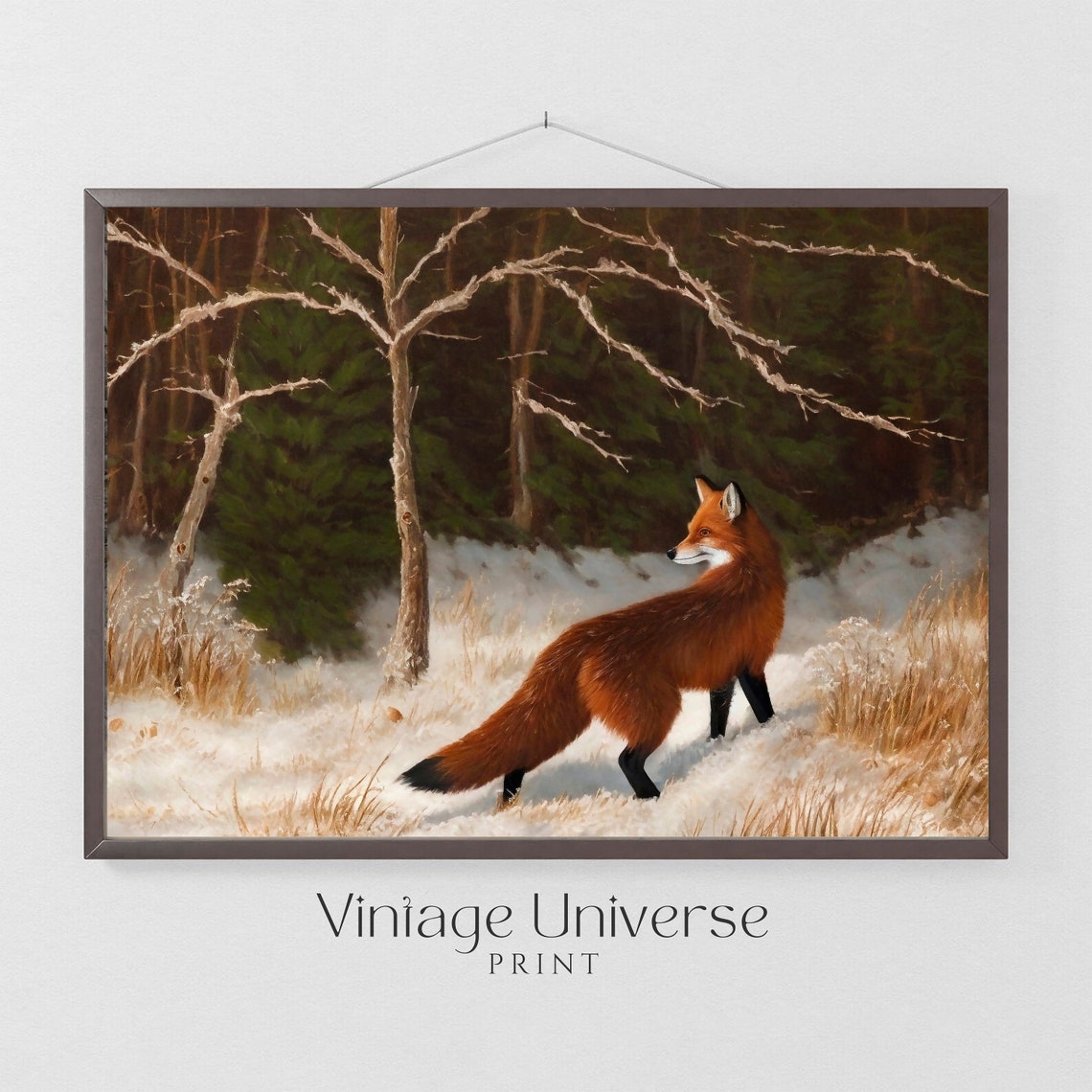 Red Fox Walking Through a Snowy Winter Forest Wildlife Poster - Image 4