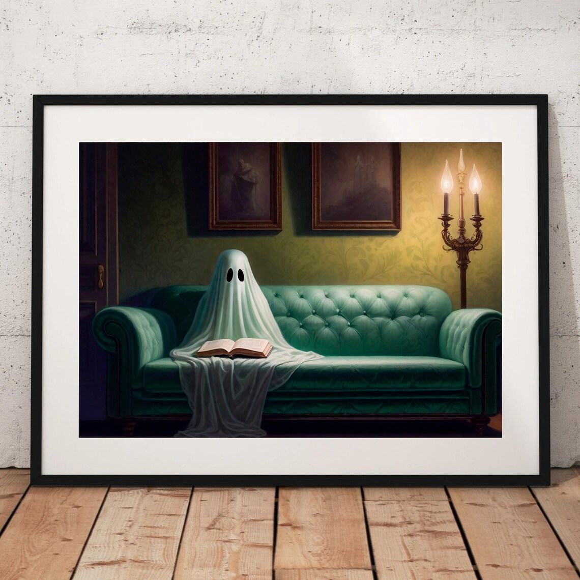Ghost Art Vintage Ghost Print Sheeted Ghost Art Print Cute Ghost Face Spooky Moody Dark Academia Room Decor - Image 4