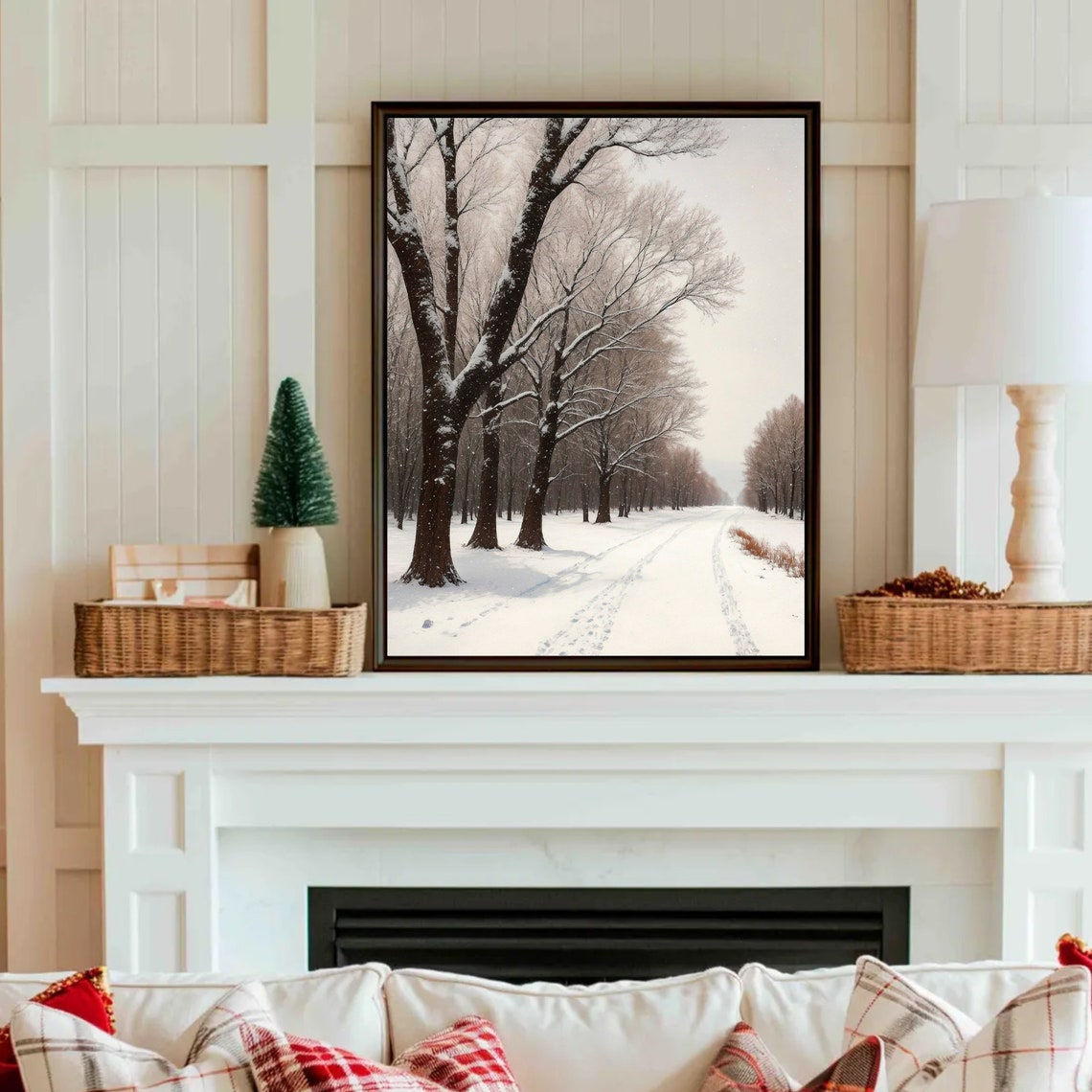 Snow Covered Road Through A Silent Winter Forest Landscape Poster - Image 2