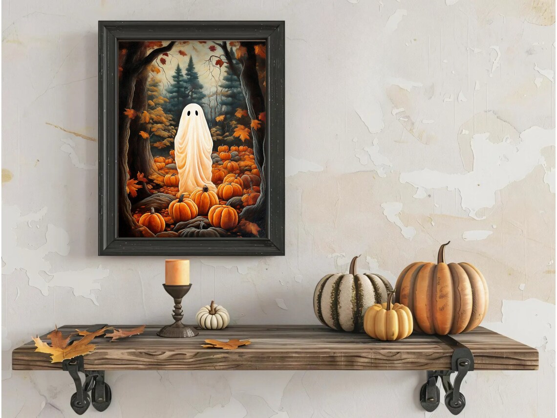 Halloween Ghost, Spooky Haunted Forest Art Print - Image 3