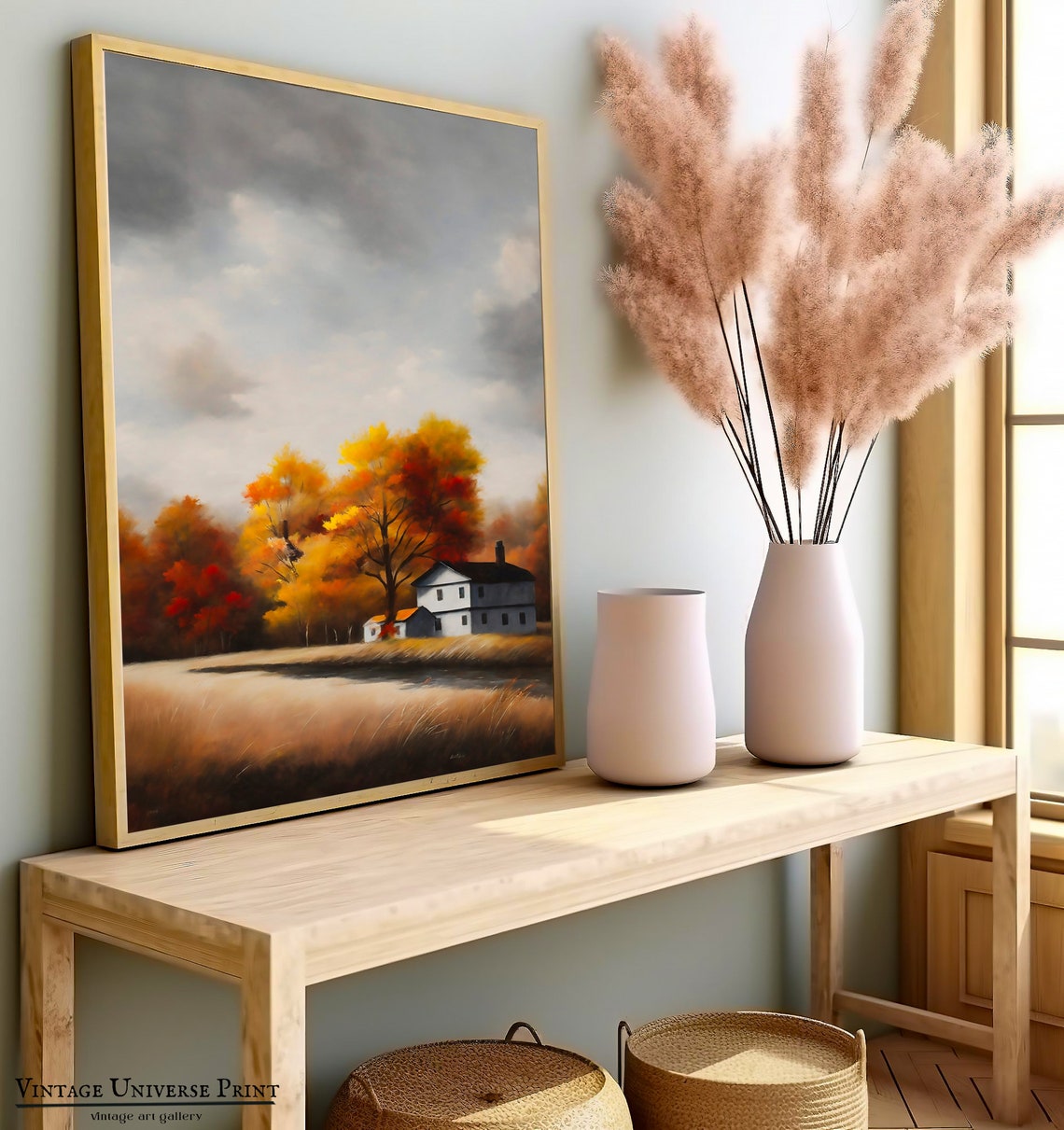 Autumn Farmhouse with Fiery Orange Trees Country Harvest Poster - Image 5