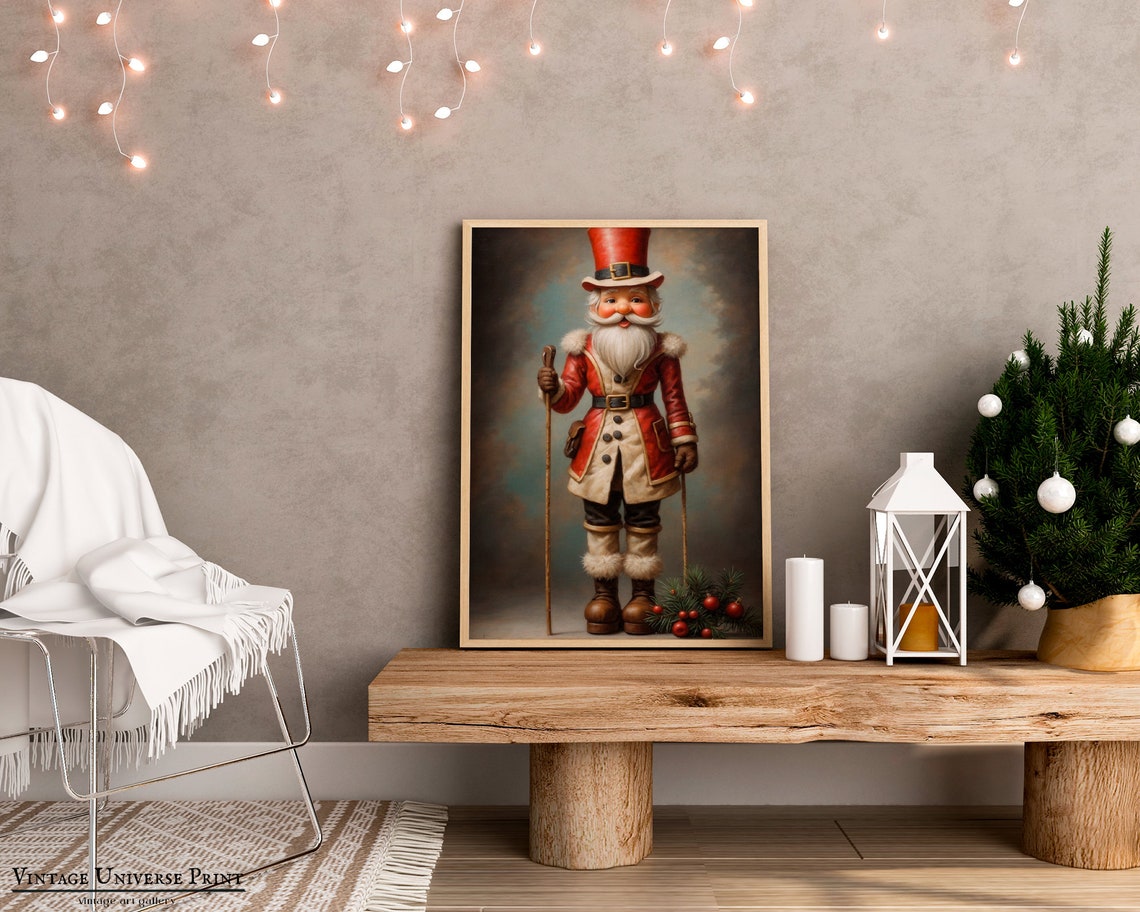 Vintage Nutcracker Soldier Red Coat Portrait Christmas Poster - Image 3