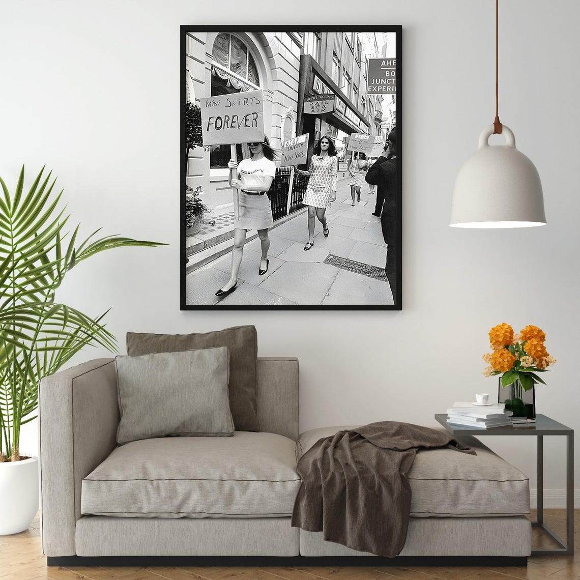 Mini Skirts Forever 1960s London Protest Black and White Photo Poster - Image 4