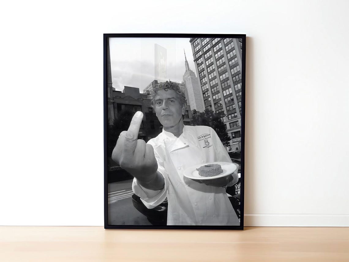 Anthony Bourdain Middle Finger Chef New York Street Photo Poster - Image 3