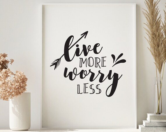 Live More Worry Less Wood Home Decor Home Decor Typography Poster Inspirational Quotes Motivational Quotes Office Decor