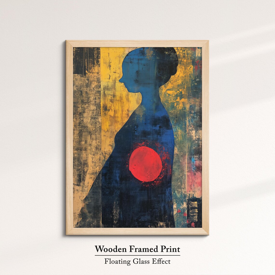 Abstract Woman Silhouette With Red Sun Gold Texture Modern Art Poster - Image 6