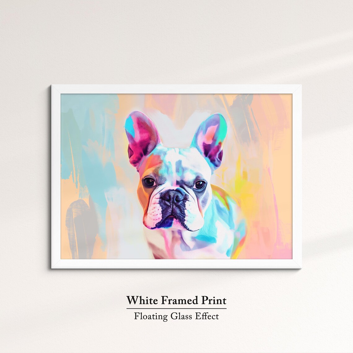French Bulldog Neon Rainbow Abstract Portrait Colorful Dog Art Poster - Image 7
