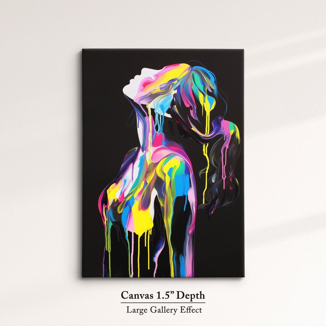 Neon Paint Woman Standing With Head Back Flowing Color Art Poster - Image 3