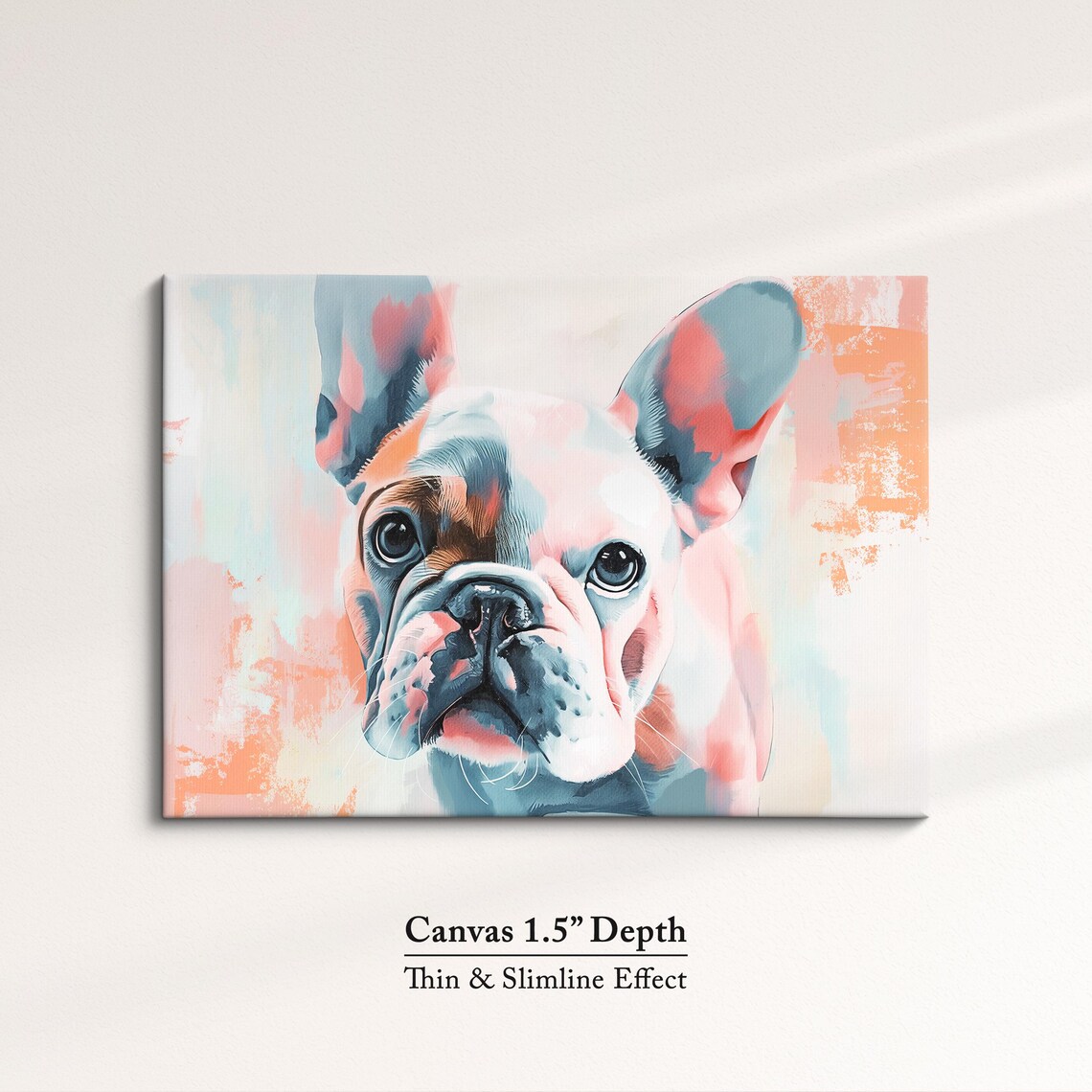 French Bulldog Soft Blush Pastel Watercolor Portrait Dog Art Poster - Image 3