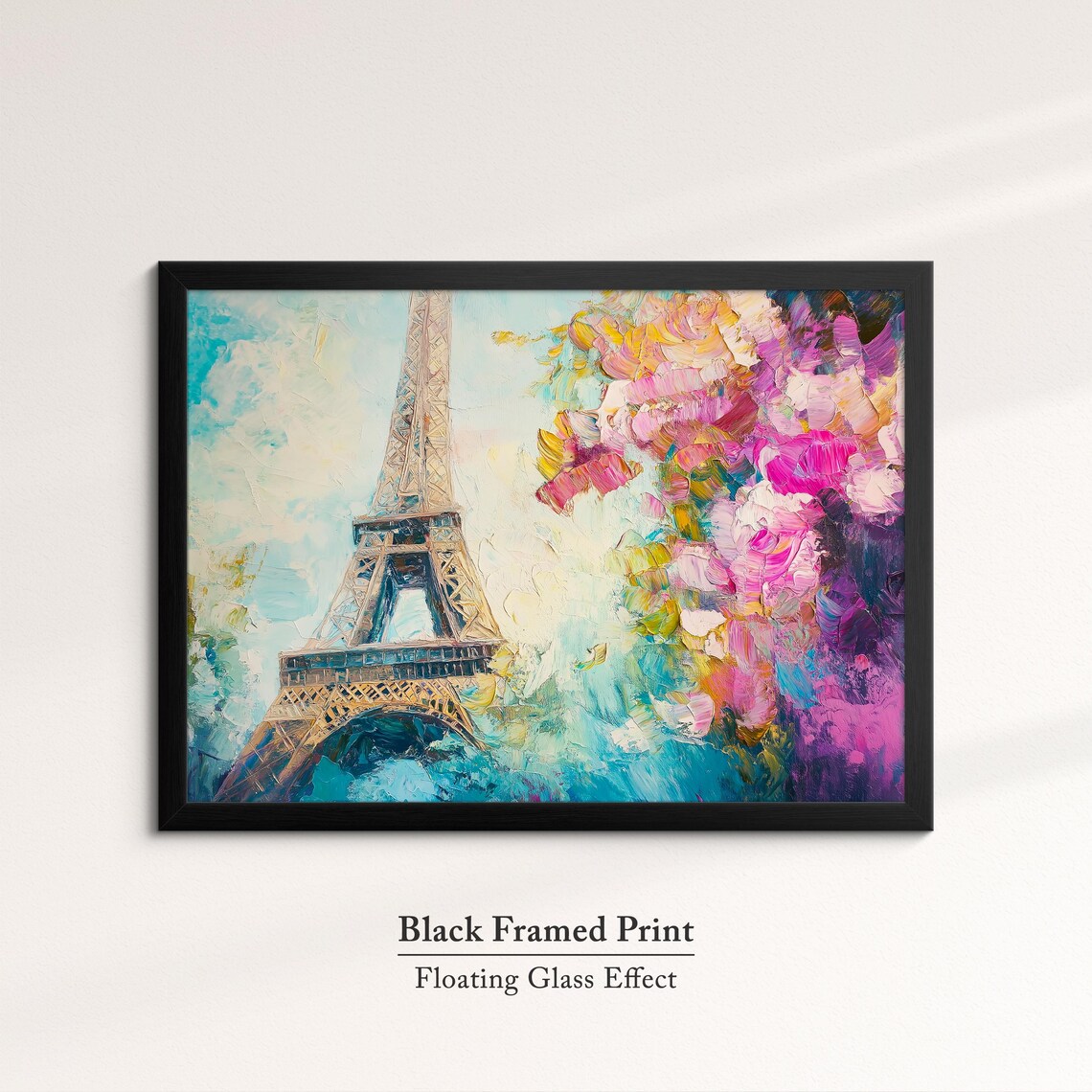Eiffel Tower Paris Cherry Blossom Pink Floral Oil Painting Poster - Image 8