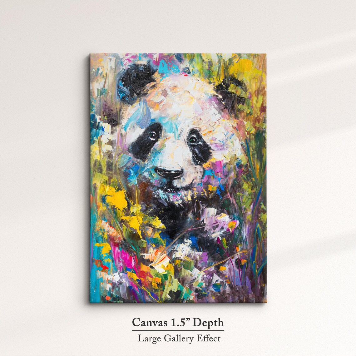 Giant Panda Face Colorful Abstract Bold Brushstroke Wildlife Wall Art - Image 3