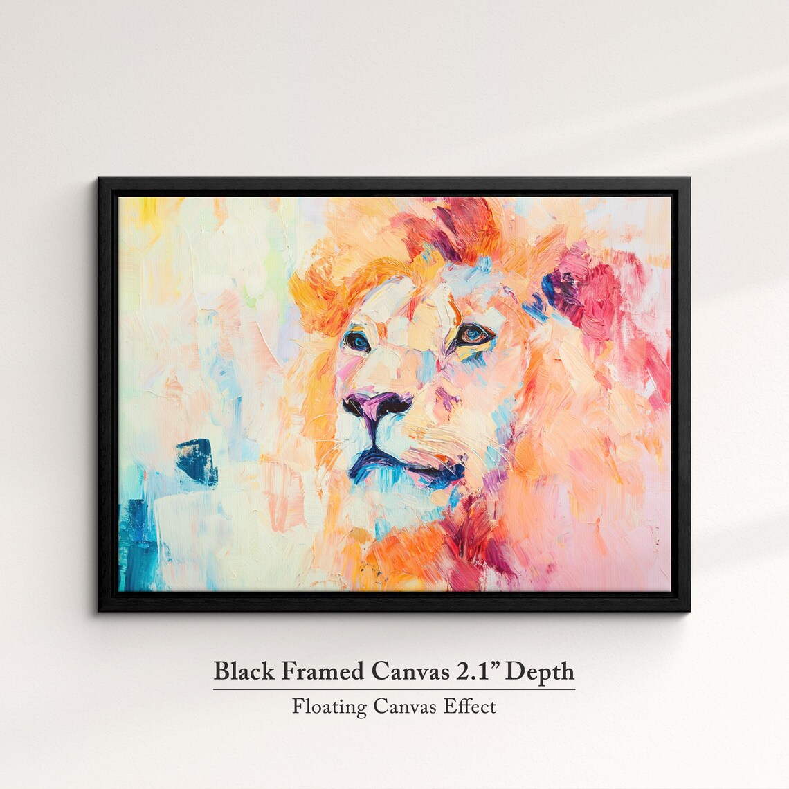 Lion Abstract Oil Painting Pastel Portrait Regal Wildlife Wall Art - Image 2