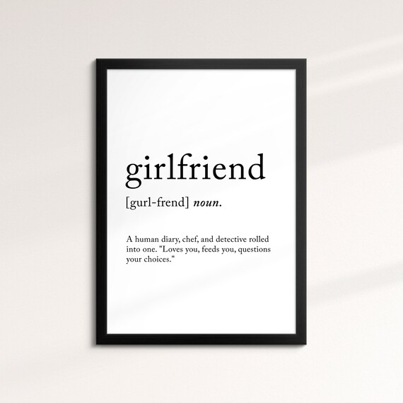 Girlfriend Minimalist Definition Quote Word Art Framed Print Framed Female Wall Art Lady Poster Feminine Home Decor Gifts For Her