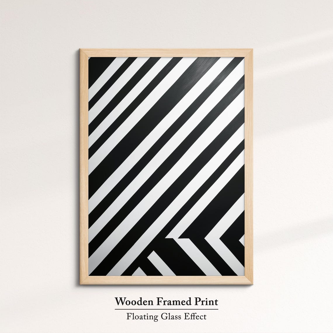 Black And White Geometric Diagonal Lines Abstract Wall Art Print - Image 6