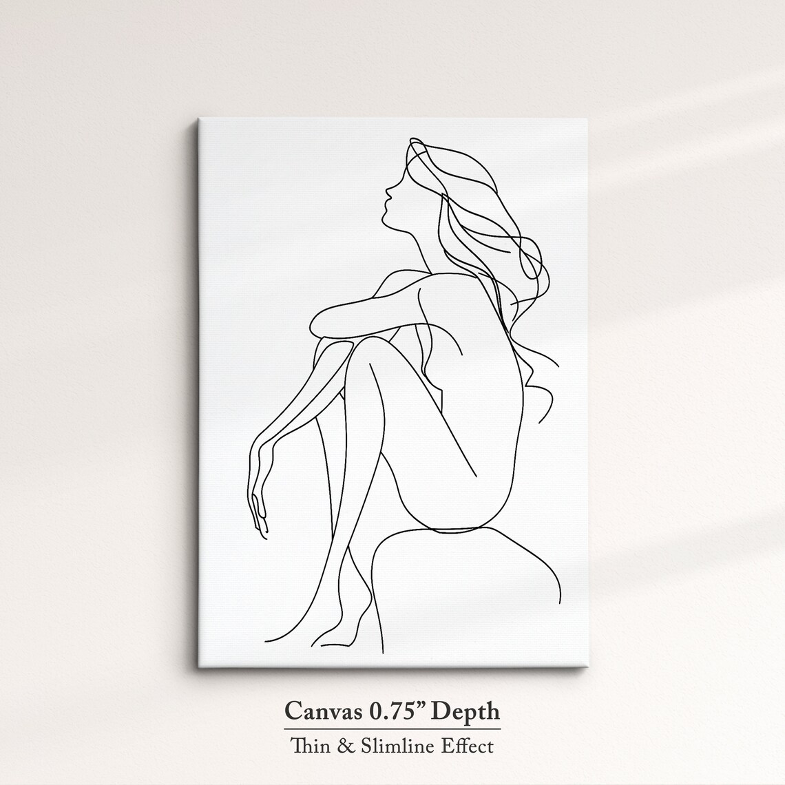 Seated Woman With Long Hair Continuous Line Art Drawing Minimalist Poster - Image 4