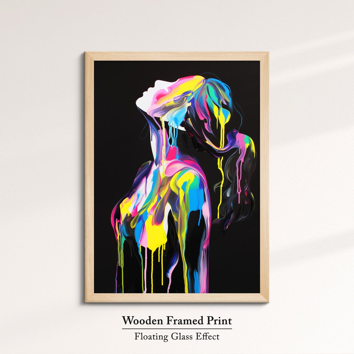 Neon Paint Woman Standing With Head Back Flowing Color Art Poster - Image 6