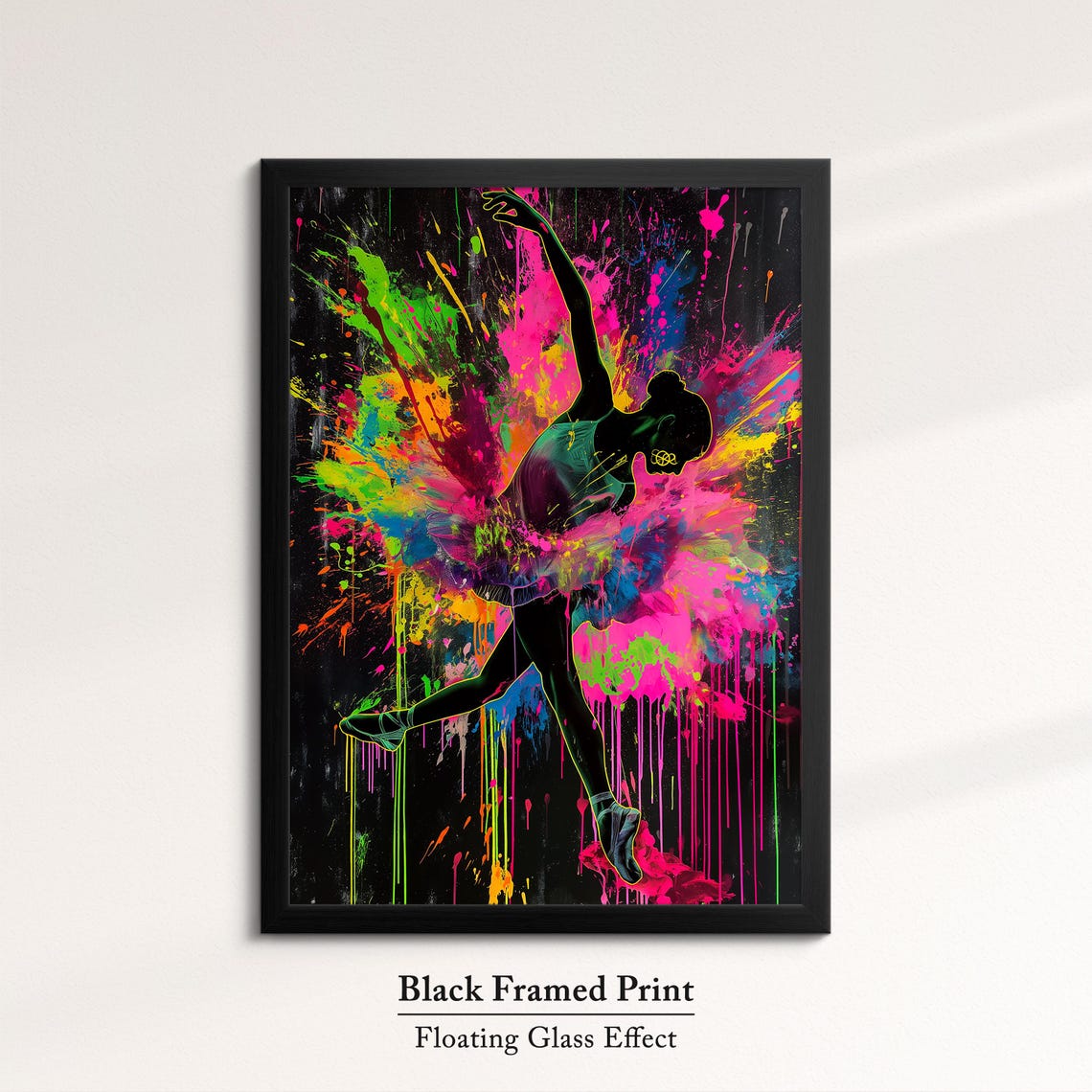Vibrant Ballerina Art Neon Dance Painting Colorful Ballet Wall Decor Modern Dance Artwork Splatter Paint Style Artistic Decor - Image 8
