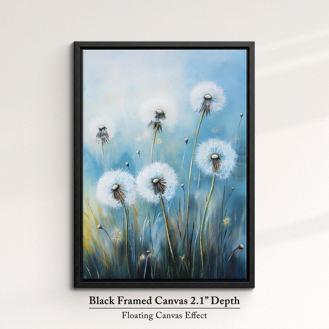 Dandelion Wishes Soft Blue Mist Botanical Meadow Wall Decor Poster - Image 2
