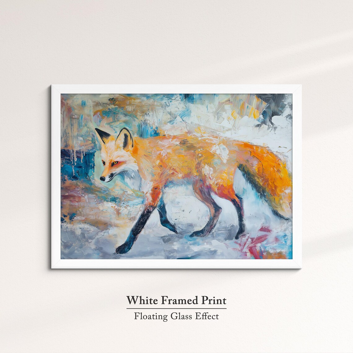 Red Fox Walking Abstract Oil Painting Orange Wildlife Portrait Poster - Image 7