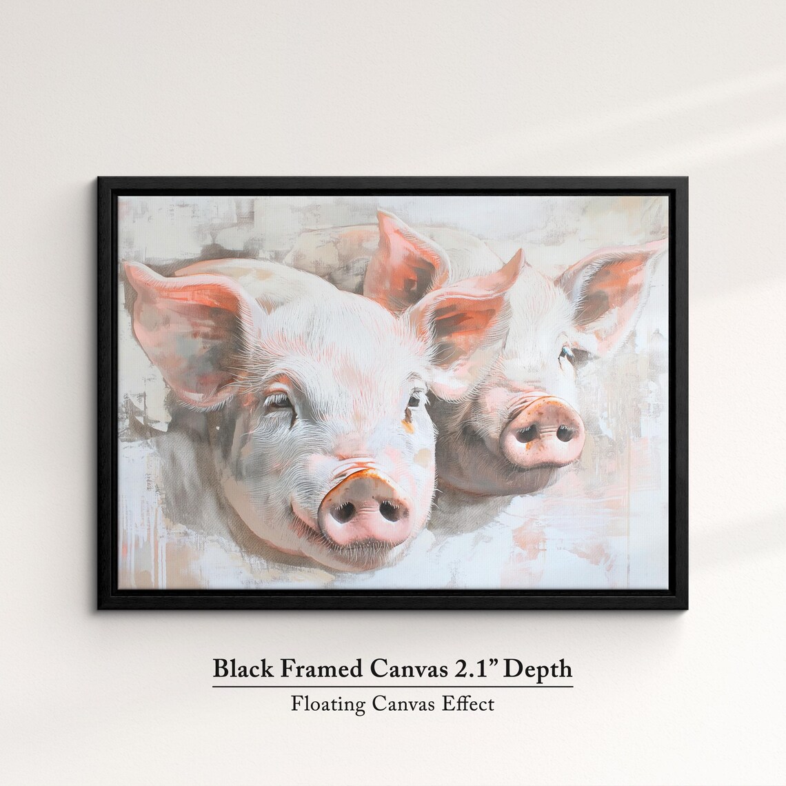 Two Cute Piglets Soft Pastel Portrait Playful Farm Animal Wall Art - Image 2