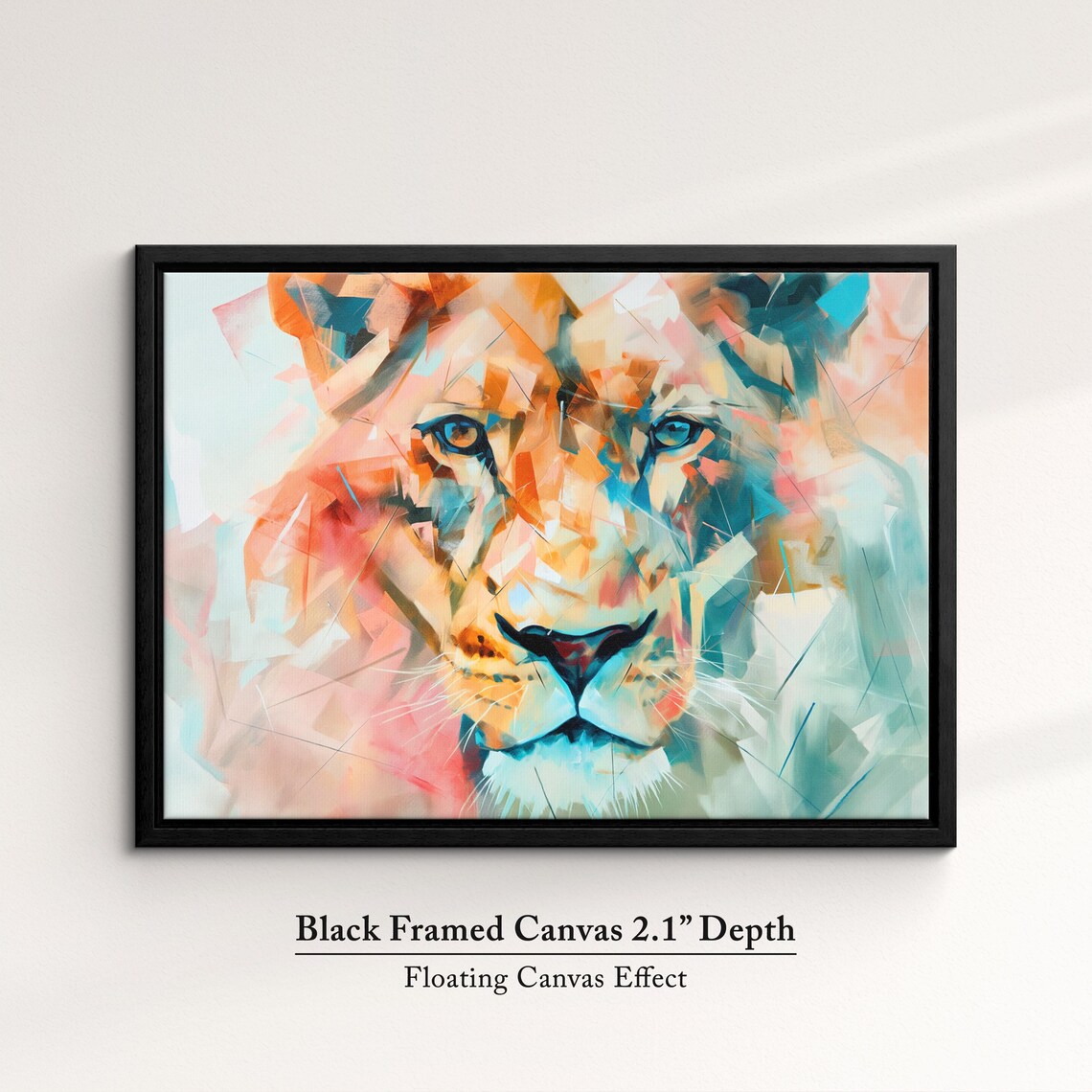 Lioness Geometric Fragmented Orange Teal Modern Abstract Art Poster - Image 2