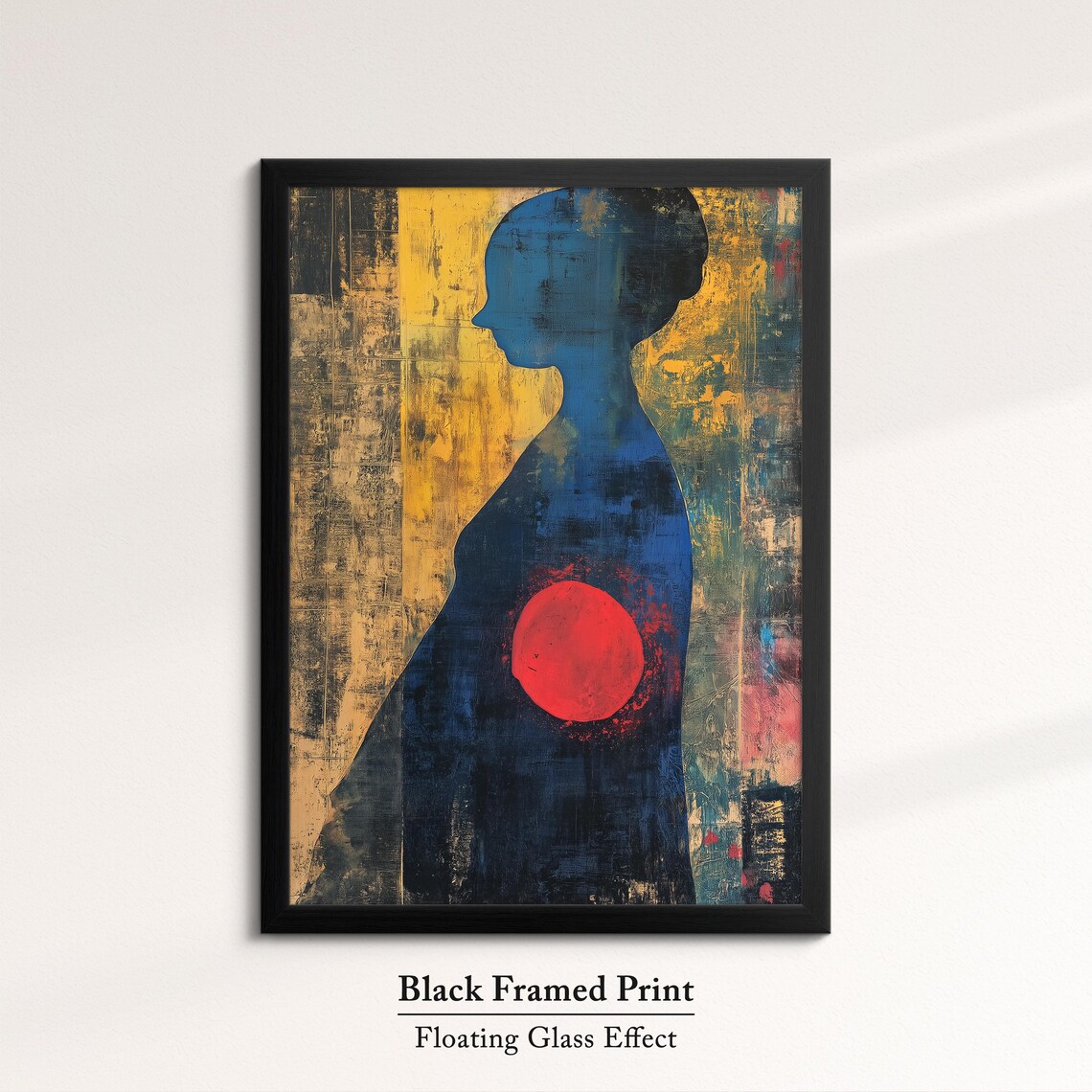 Abstract Woman Silhouette With Red Sun Gold Texture Modern Art Poster - Image 8