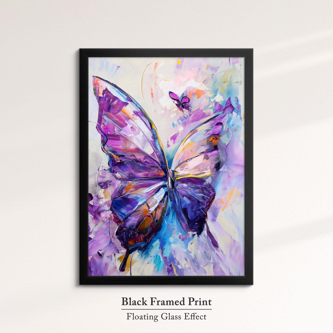 Large Purple Butterfly Pair Delicate Pastel Abstract Wall Art - Image 8