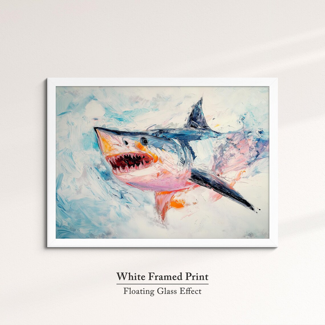 Great White Shark Jaws Abstract Oil Painting Bold Ocean Wall Art Poster - Image 7
