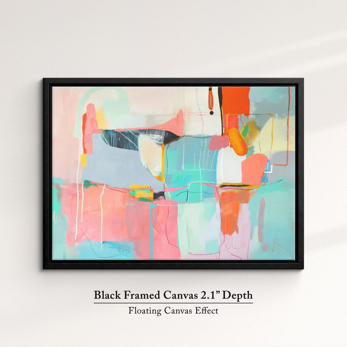 Pastel Abstract Geometric Blocks Pink Blue Minimalist Modern Art Print - Image 2