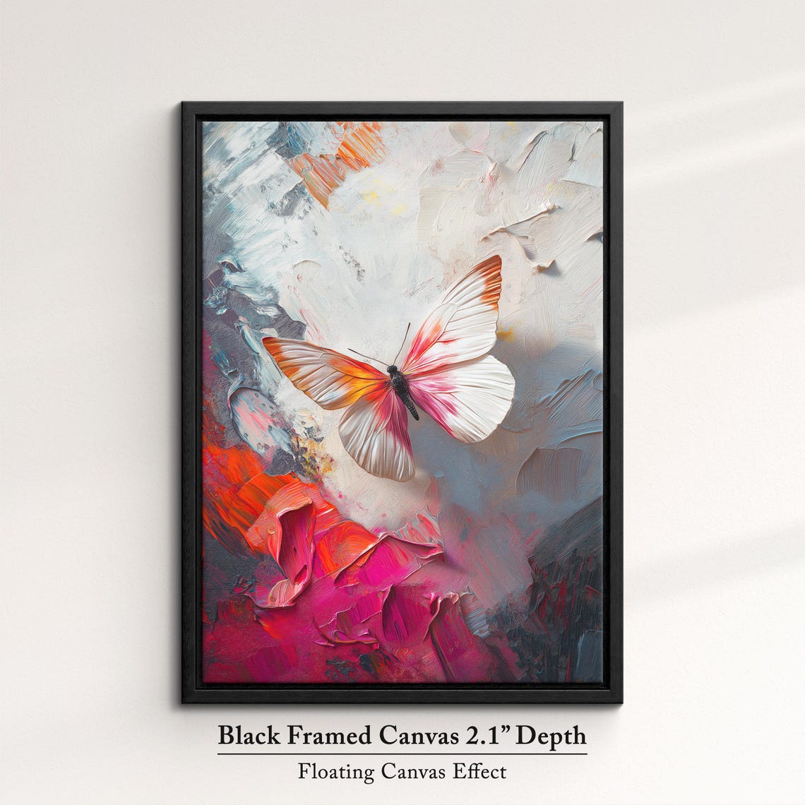 Colorful Butterfly Abstract Oil Painting Framed Print Framed Portrait Wall Art Poster Home Decor Interior Butterfly Lover Gift - Image 2