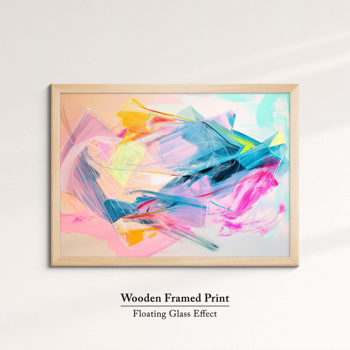 Vibrant Abstract Expressive Brushstrokes Pink Blue Modern Wall Art - Image 6