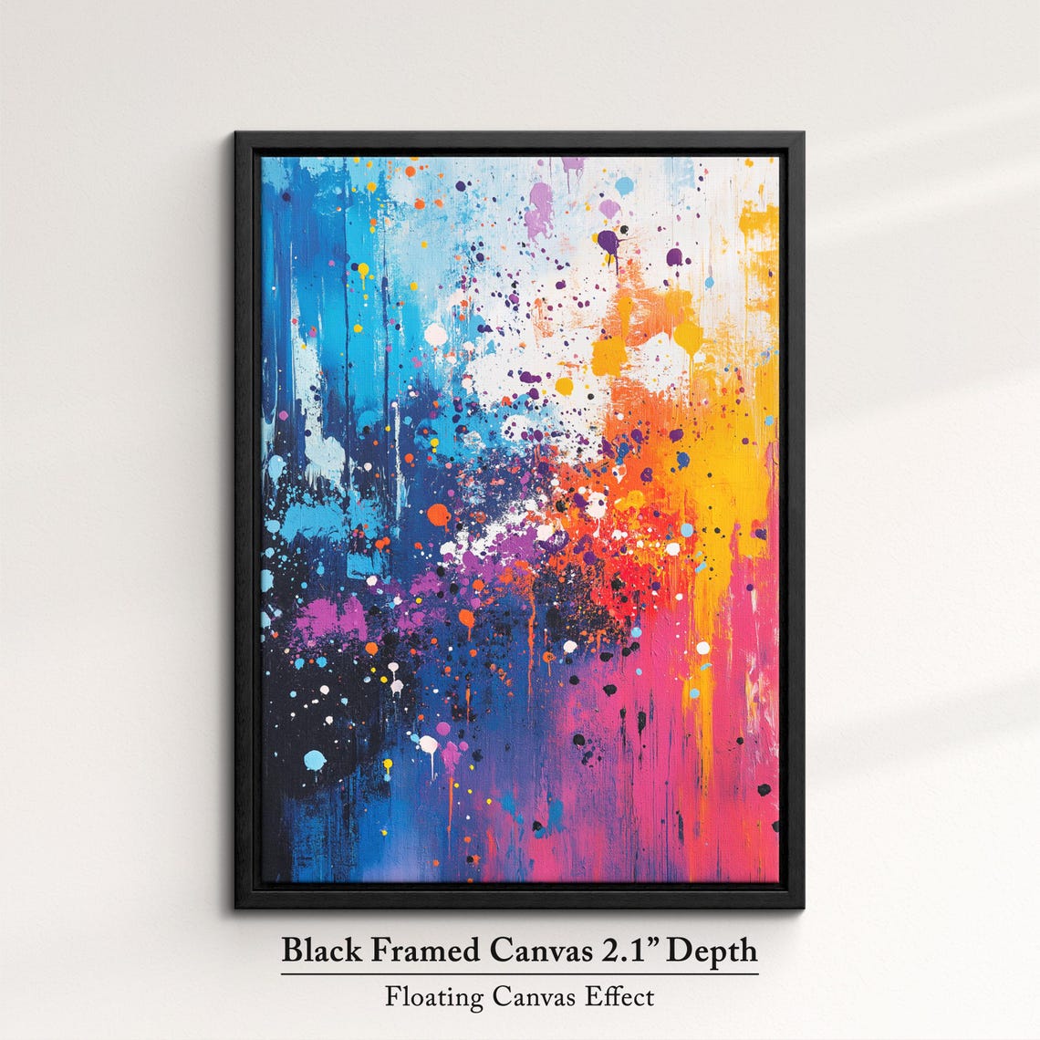Rainbow Paint Splatter Abstract Art Bold Colorful Modern Canvas Print - Image 2