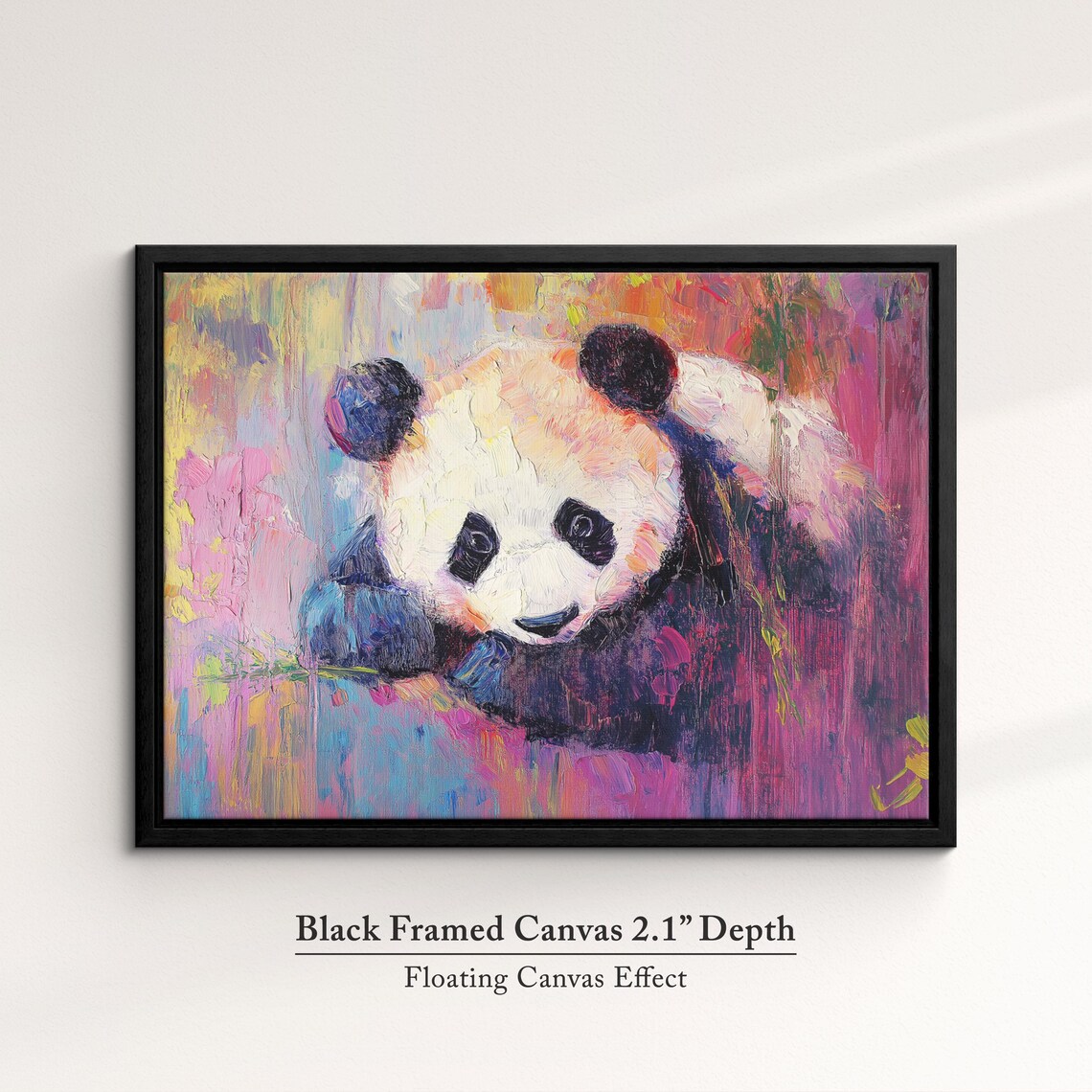 Panda Abstract Oil Painting Vibrant Neon Wildlife Portrait Wall Art - Image 2