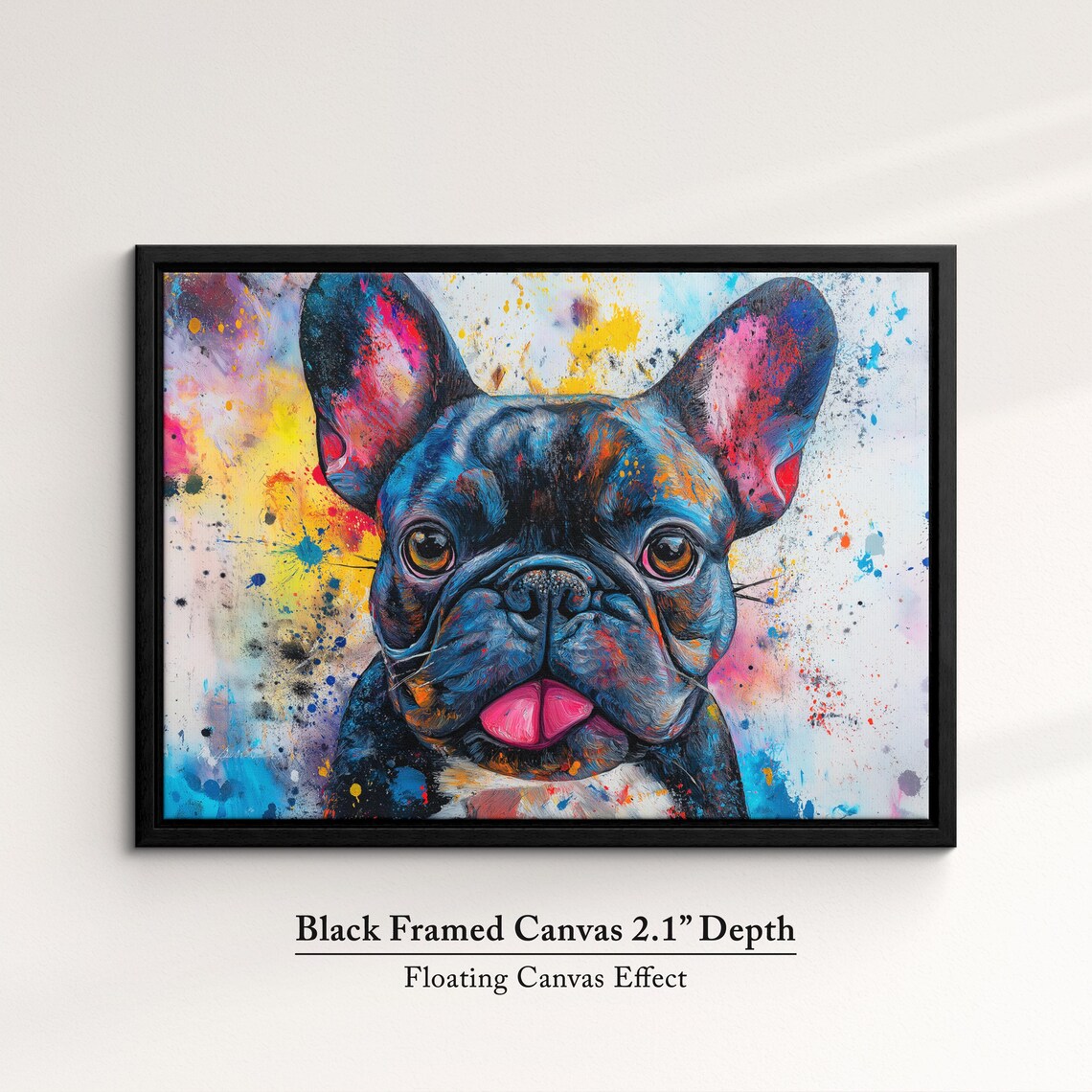 French Bulldog Tongue Out Colorful Splatter Portrait Dog Art Print - Image 2