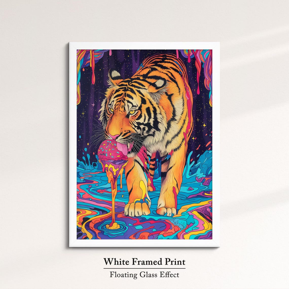 Psychedelic Neon Tiger Abstract Oil Painting Bold Wildlife Wall Art - Image 7