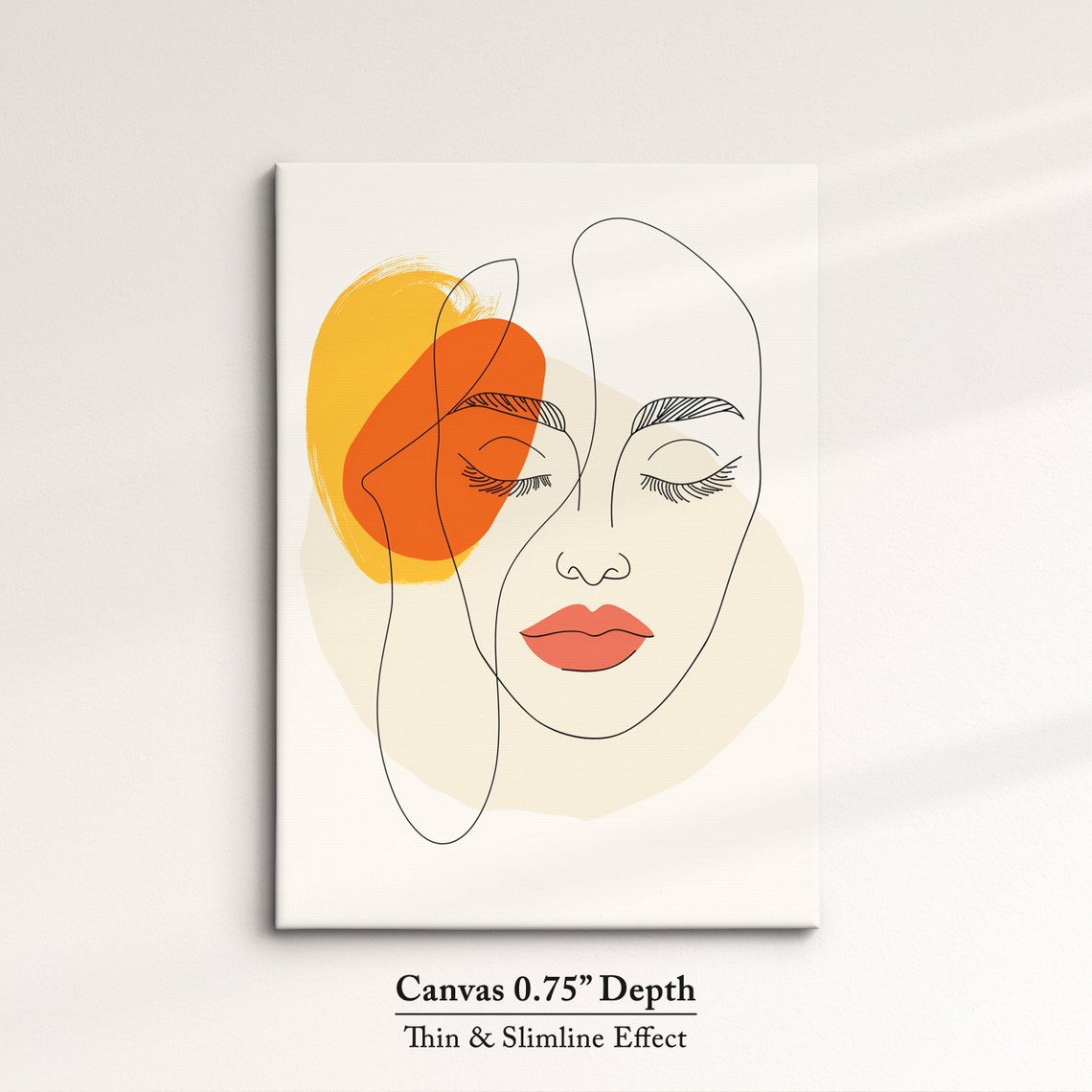 Abstract Woman Face Line Art Modern Minimalist Warm Tone Wall Art - Image 4