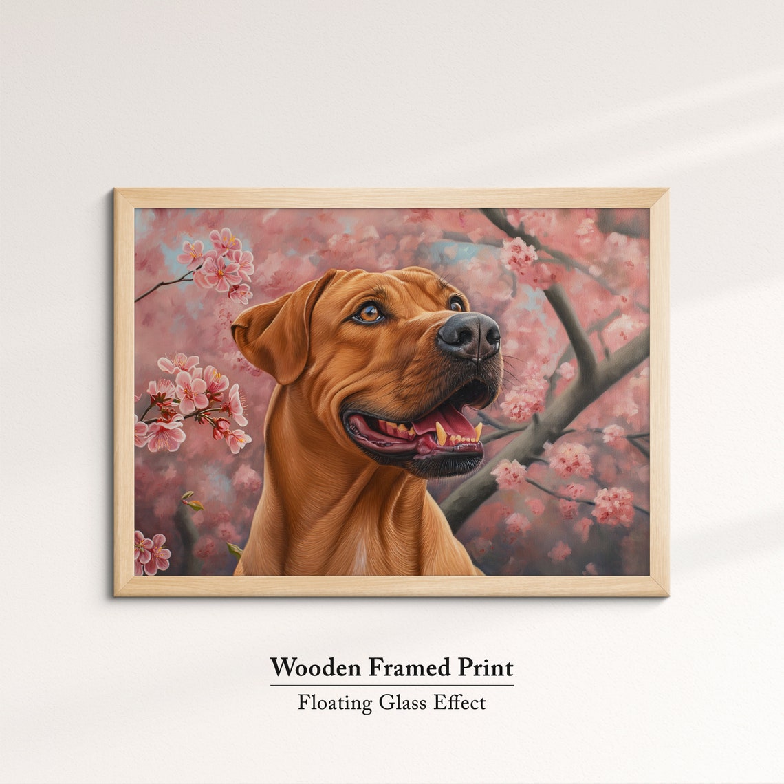 Rhodesian Ridgeback Happy Profile In Pink Cherry Blossoms Art Poster - Image 6