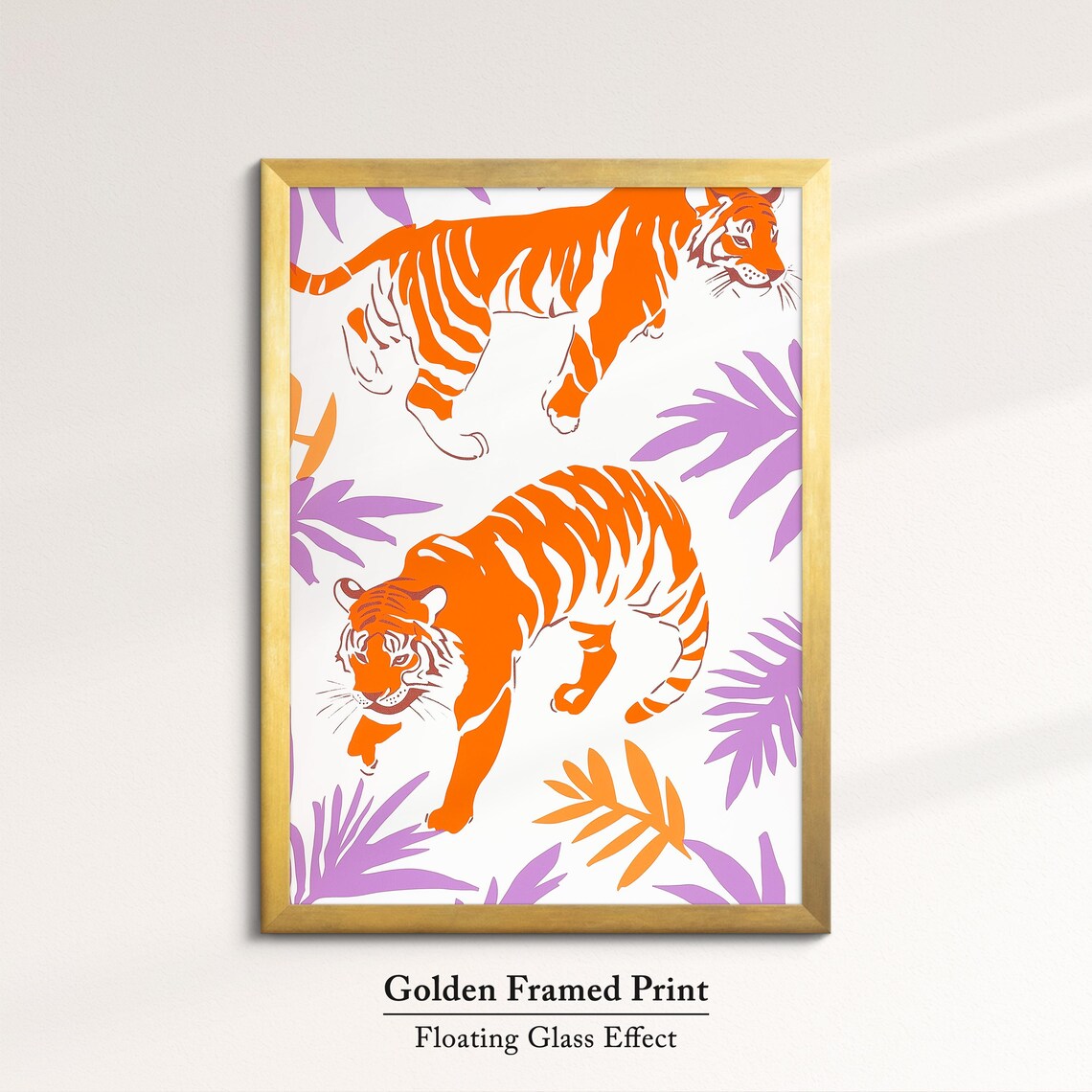 Two Tigers Walking Purple Botanical Illustration Minimalist Art Print - Image 5