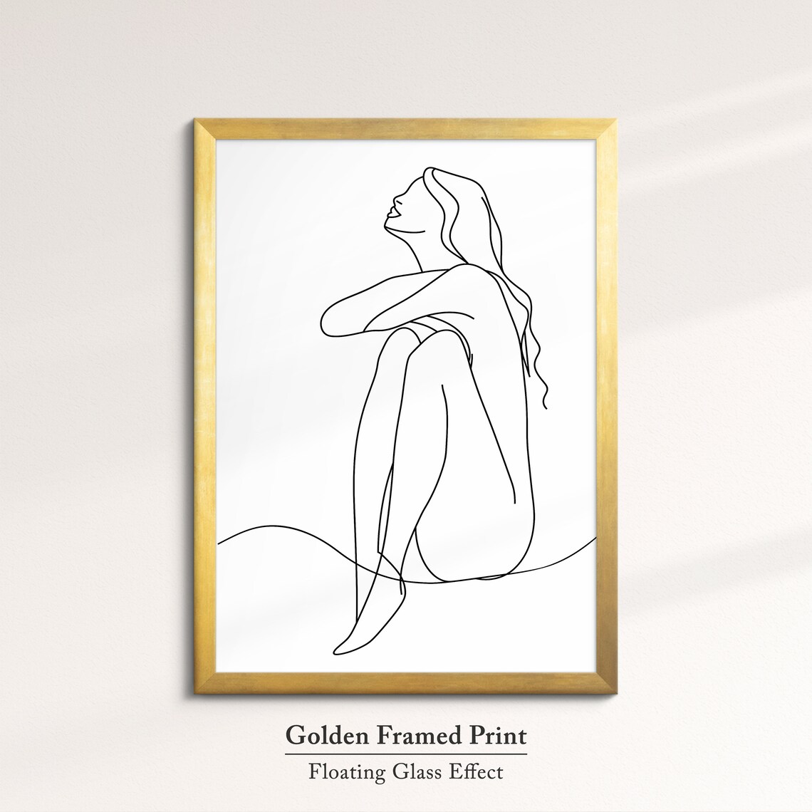 Seated Woman Looking Up Continuous Line Art Drawing Minimalist Wall Poster - Image 5