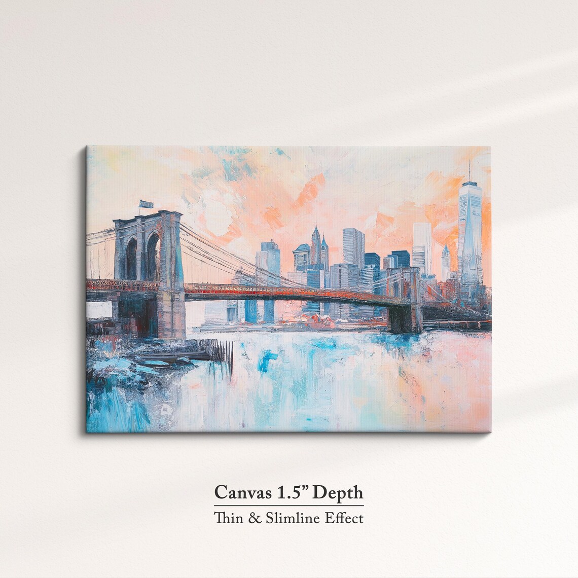 Brooklyn Bridge New York Pastel Skyline Impressionist Travel Poster - Image 3