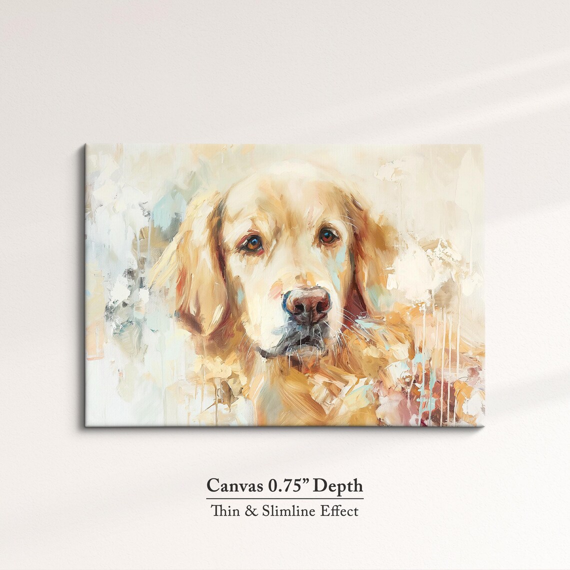 Golden Retriever Face Front Soft Neutral Abstract Oil Painting Poster - Image 4