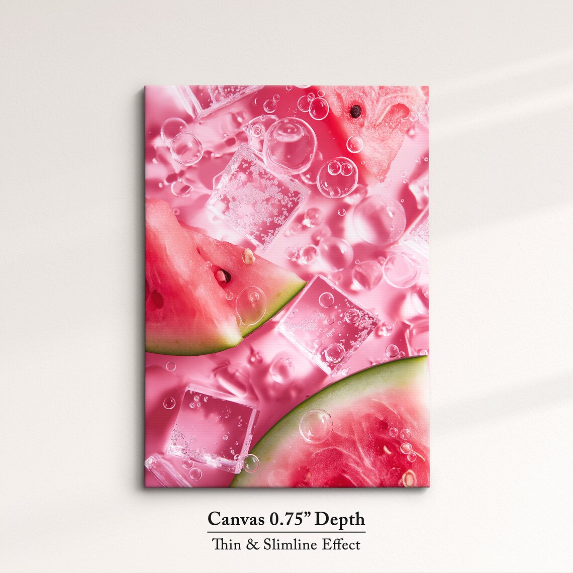 Refreshing Watermelon In Ice Art Cool Summer Wall Decor Framed Ready To Hang Perfect For Kitchen Or Dining Room Vibrant Fruit - Image 4