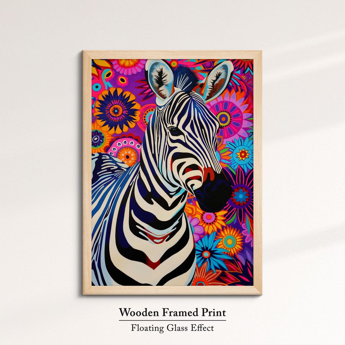 Zebra Colorful Floral Mandala Background Abstract Portrait Art Poster - Image 6