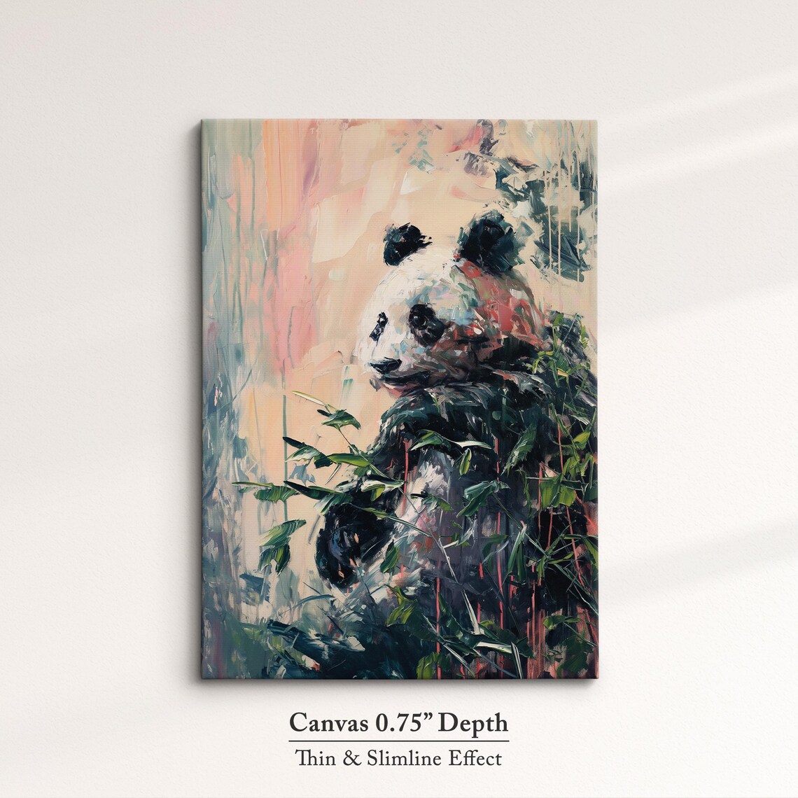 Giant Panda Among Bamboo Colorful Abstract Oil Painting Wall Art - Image 4
