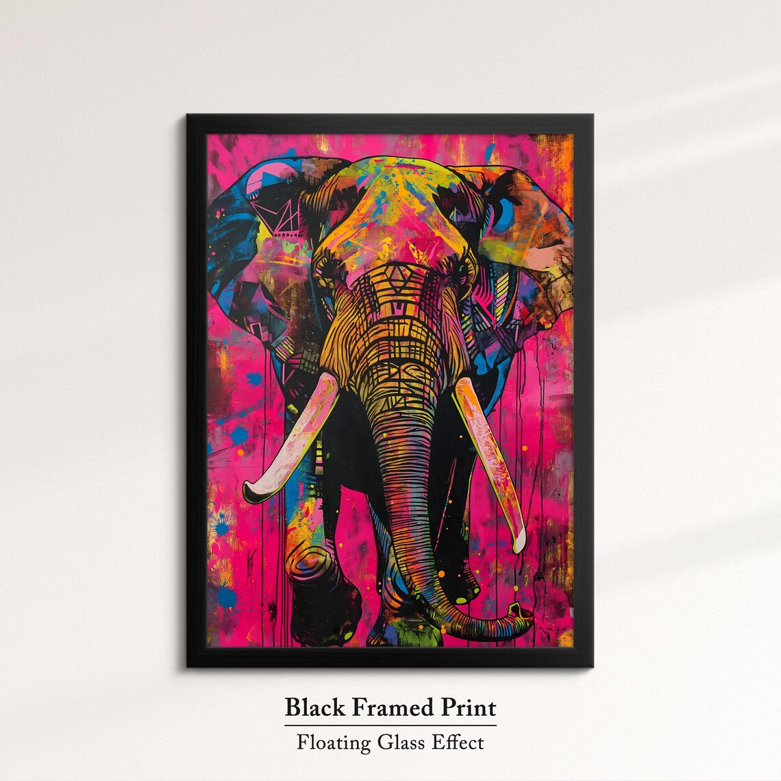 Colorful Elephant Pop Art Hot Pink Graffiti Street Style Wall Poster - Image 8