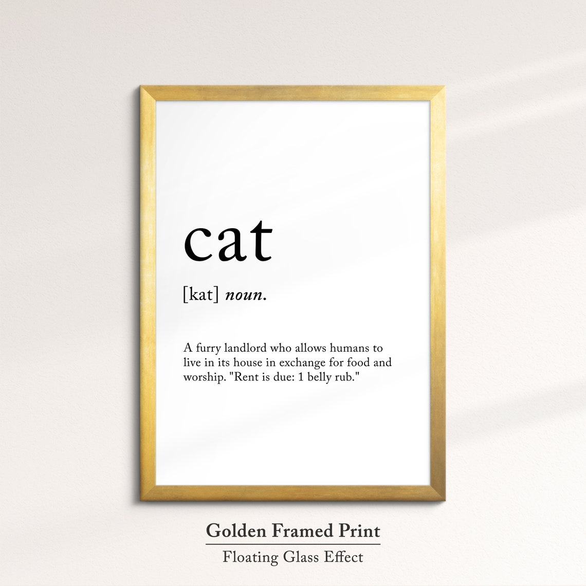 Cat Funny Dictionary Definition Noun Minimalist Black White Art Poster - Image 4