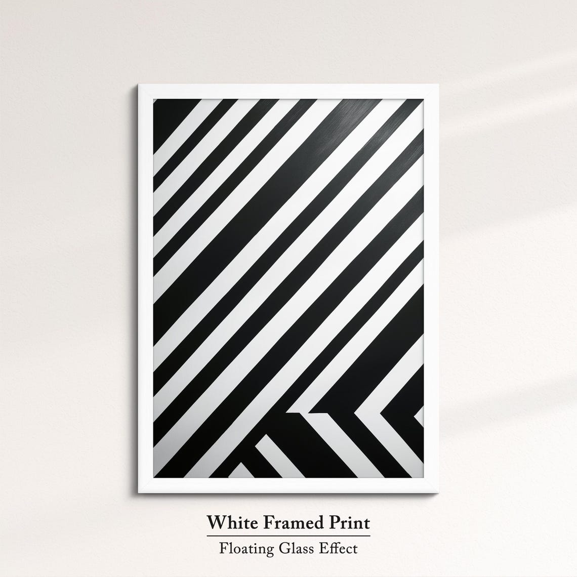 Black And White Geometric Diagonal Lines Abstract Wall Art Print - Image 7