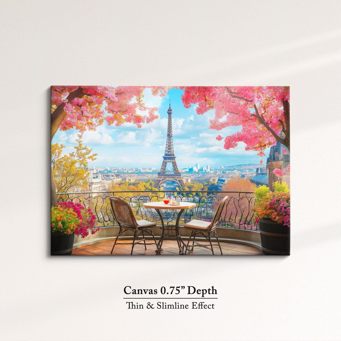 Eiffel Tower Paris Balcony Cherry Blossoms Romantic Travel Art Poster - Image 4